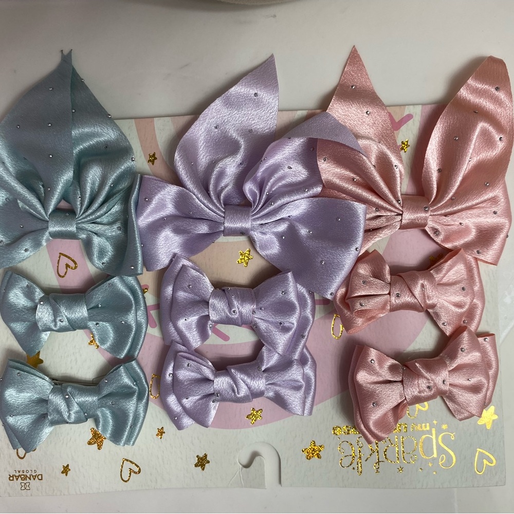 Ara Kids Bow Set - Shimmering Pink, Blue, and Purple